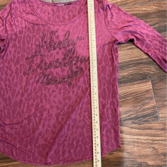 Harley-Davidson Lightweight Leopard Rhinestone Long sleeve Tee - Picture 4 of 4